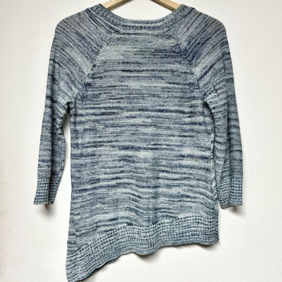 DressBarn Asymmetrical Women’s‎ Size Lg Blue Gray Knit Long 3/4 Sleeve Sweater - Picture 8 of 13